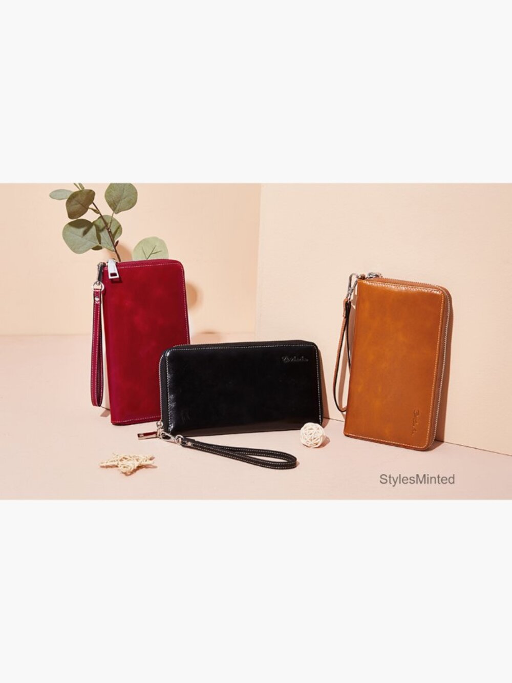 Large RFID Blocking Leather Zip Around Wristlet Wallet Phone Clutch - Picture 7 of 7